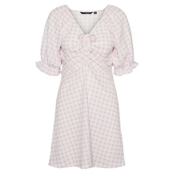 NWT VERO MODA Barbie Pink White Check Dress Size Small - Picture 2 of 4